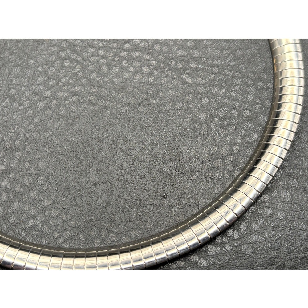 Vintage Thick Silver 9.5MM Omega Necklace Collar Chain 16.5" Lobster Clasp - Picture 4 of 7